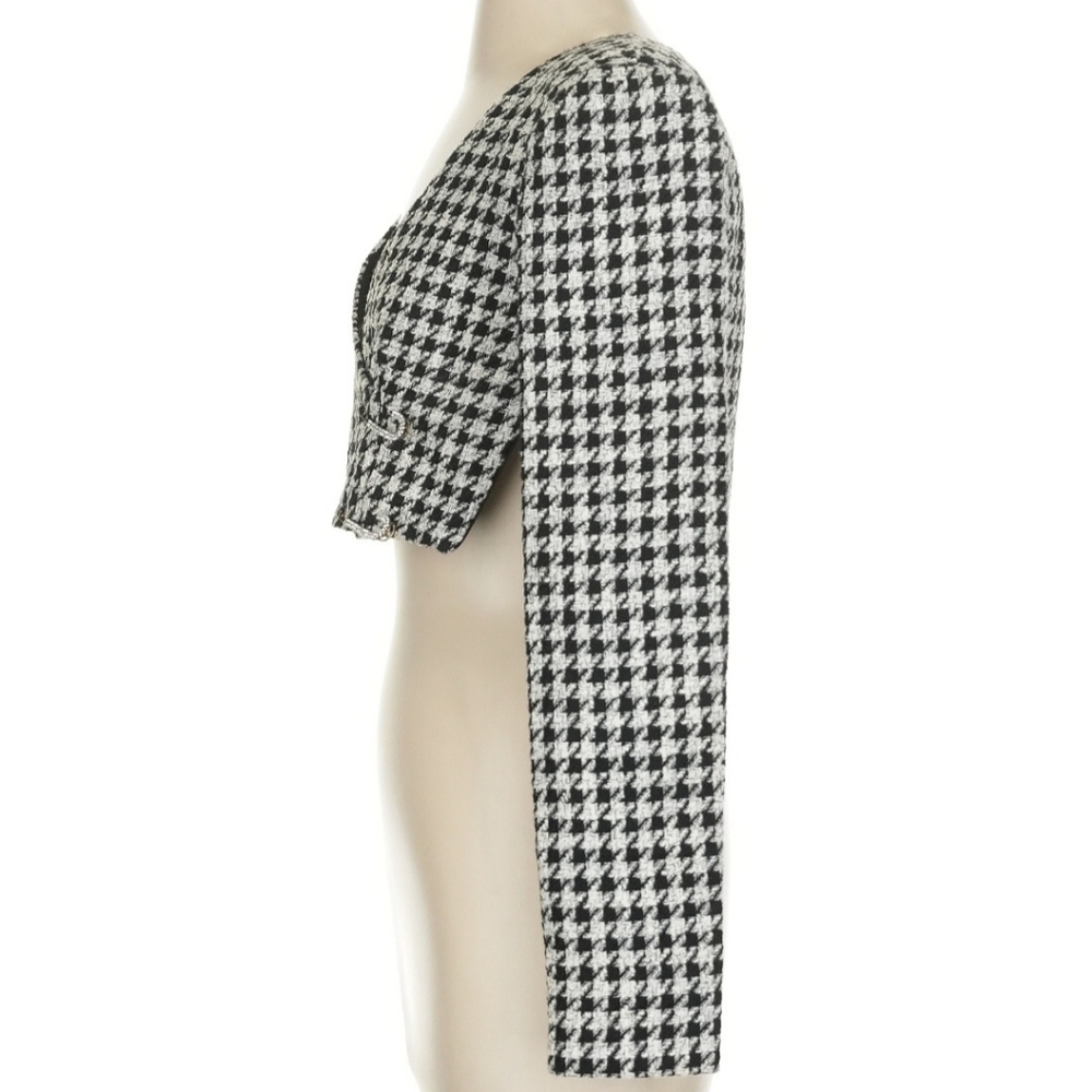 Zara Black And White Houndstooth Cropped Blazer - Picture 8 of 9
